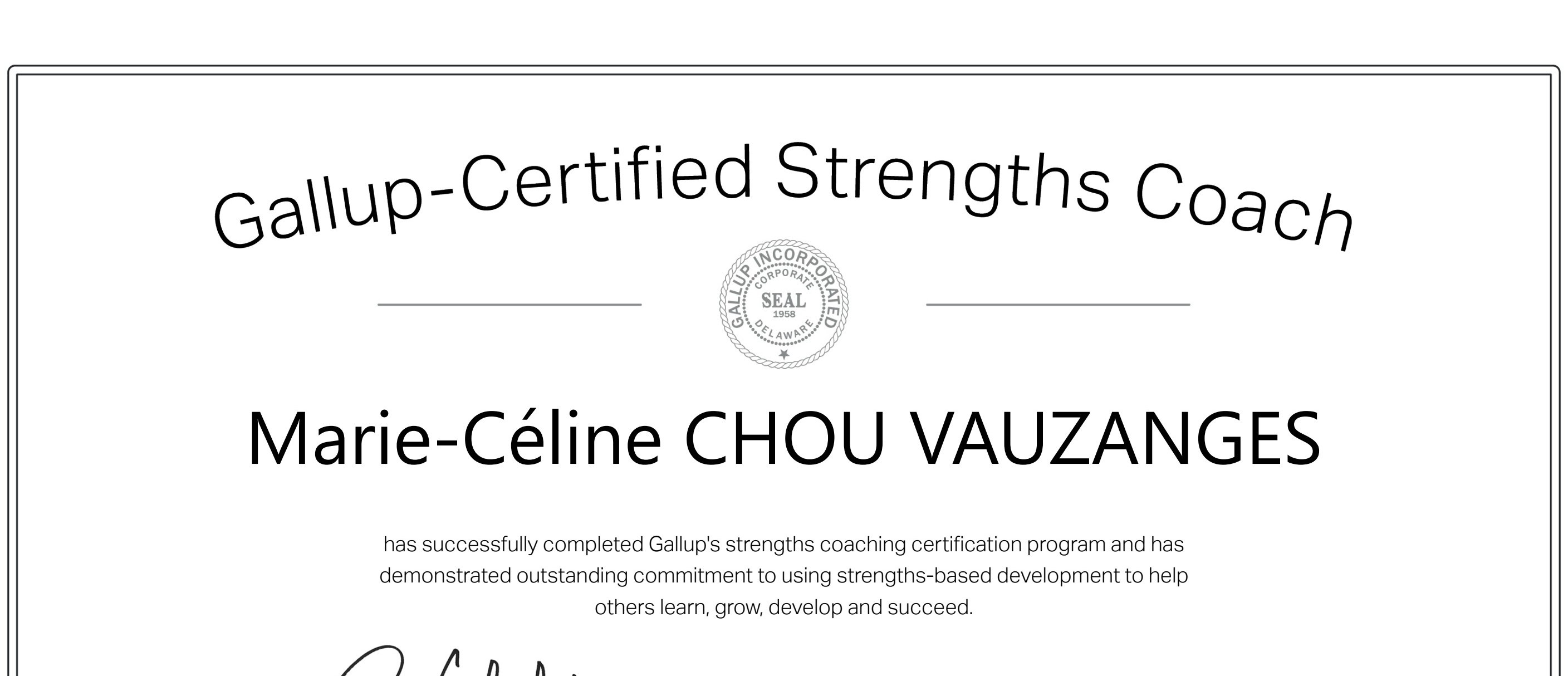 Gallup-Certified Strengths Coach, Marie-Céline Chou-Vauzanges